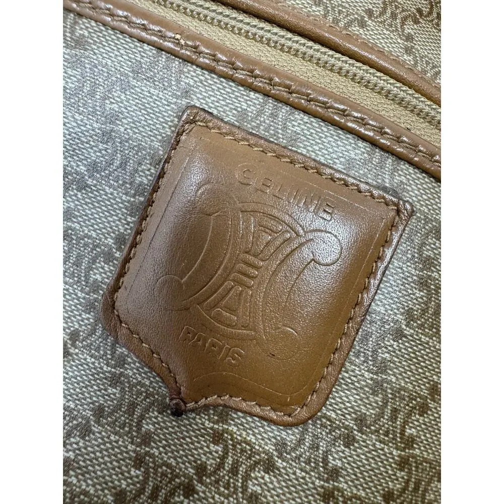 Celine Macadam Vintage Crossbody Bag Beige Brown Leather Made in France